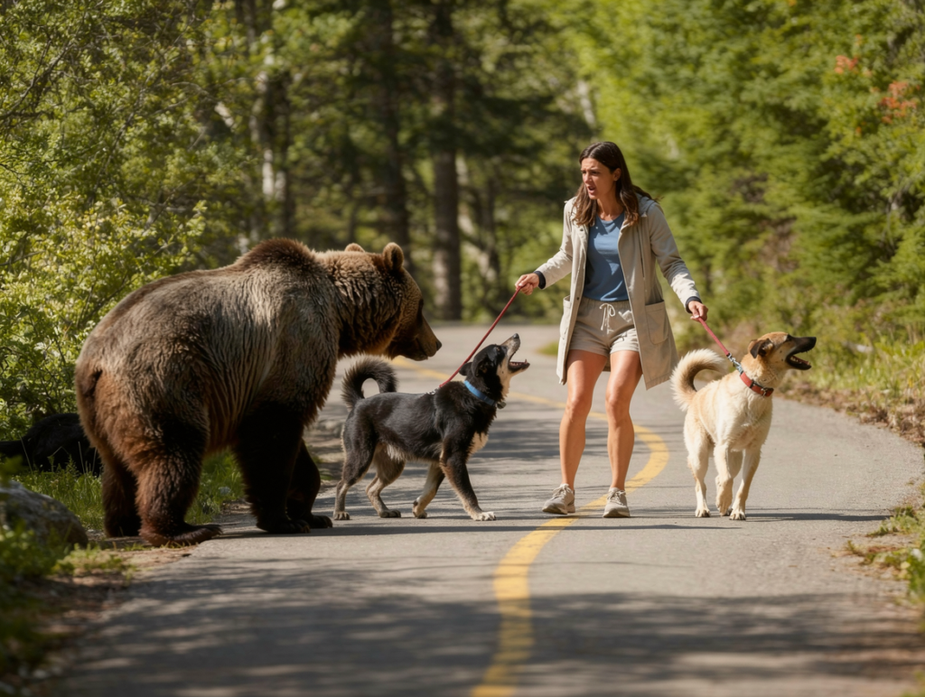 Grizzly Bear Dog Walker Encounter
