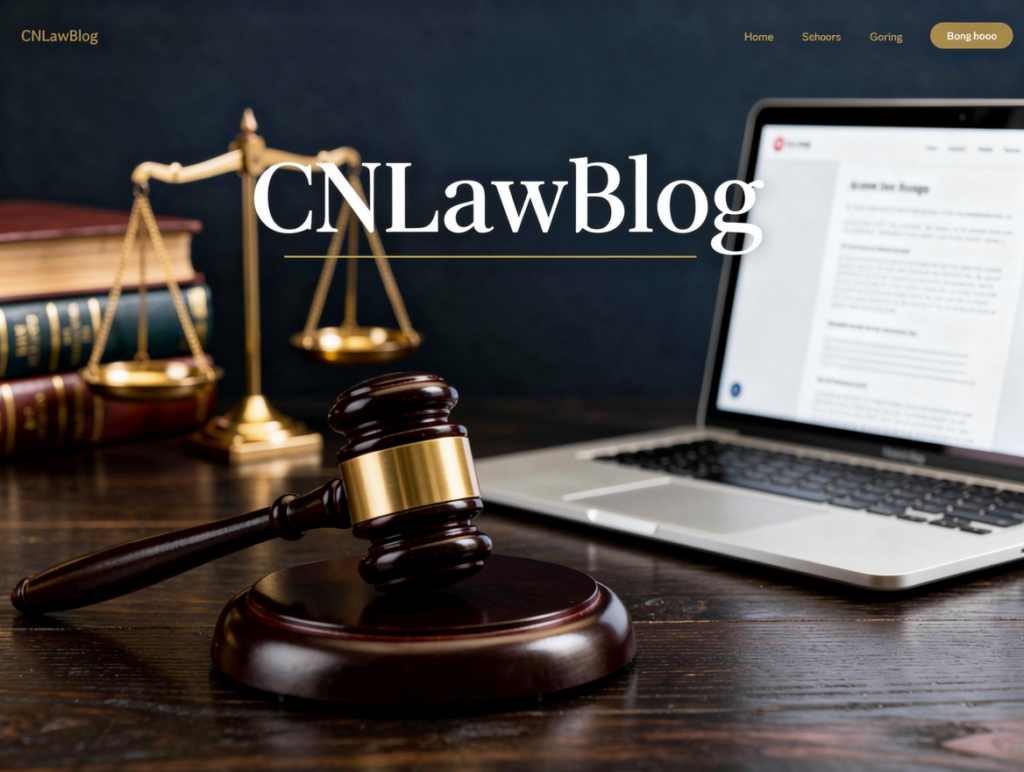 Gavel, scales, laptop, legal blog