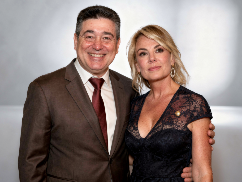 Itzhak Ezratti and his wife posing together at a formal event