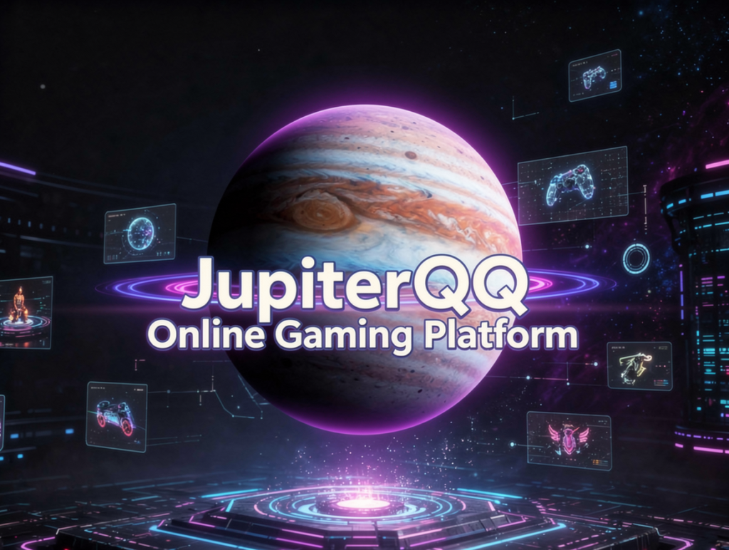 JupiterQQ online gaming platform futuristic technology banner