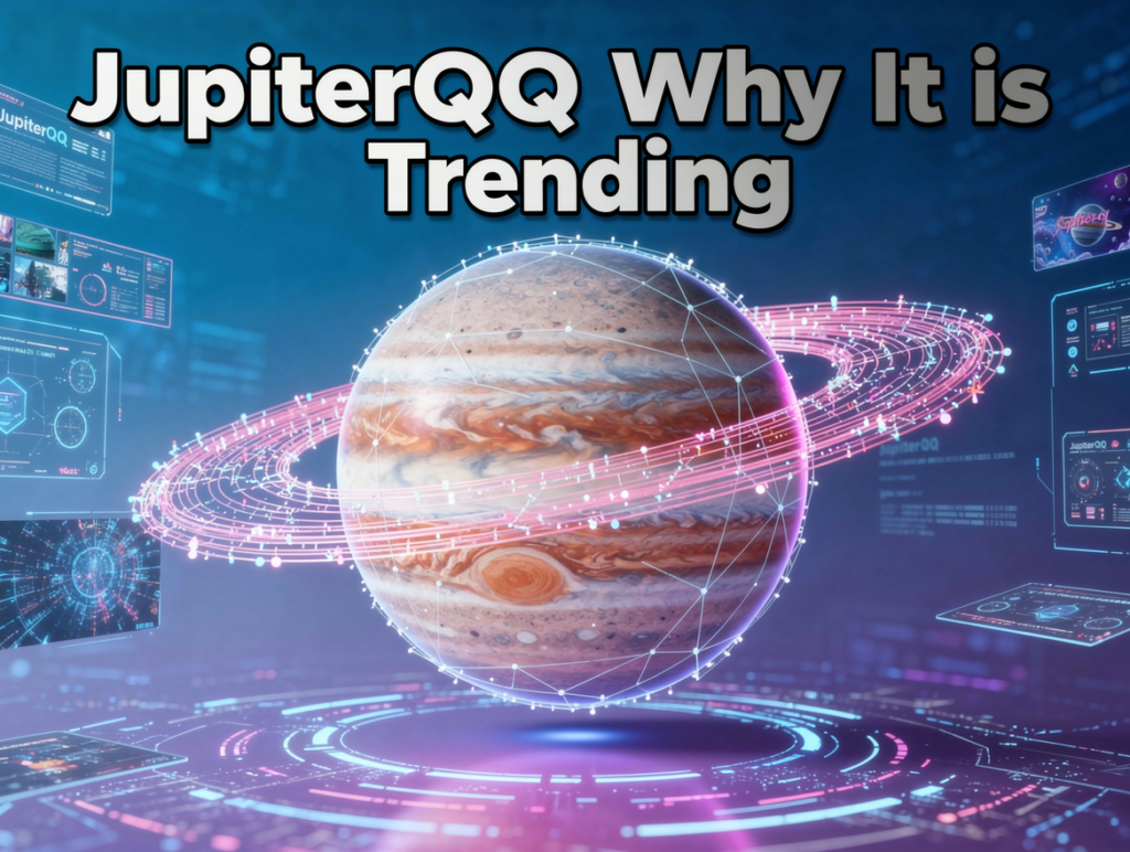 JupiterQQ online gaming platform futuristic technology banner