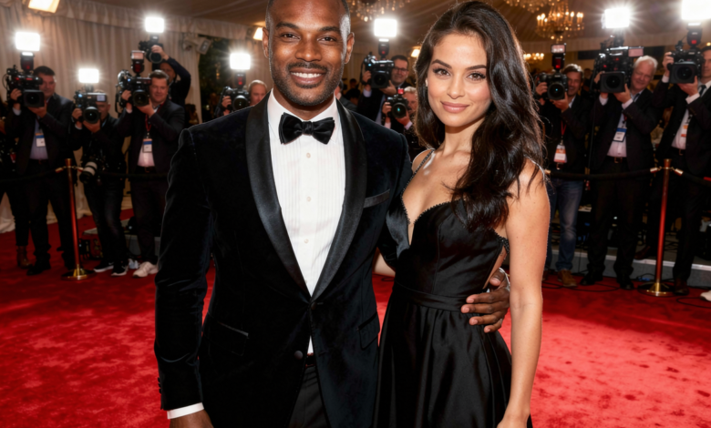 Berniece Julien inspired elegant businesswoman with partner at red carpet event