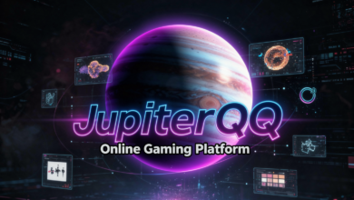 JupiterQQ online gaming platform futuristic technology banner