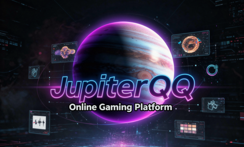 JupiterQQ online gaming platform futuristic technology banner